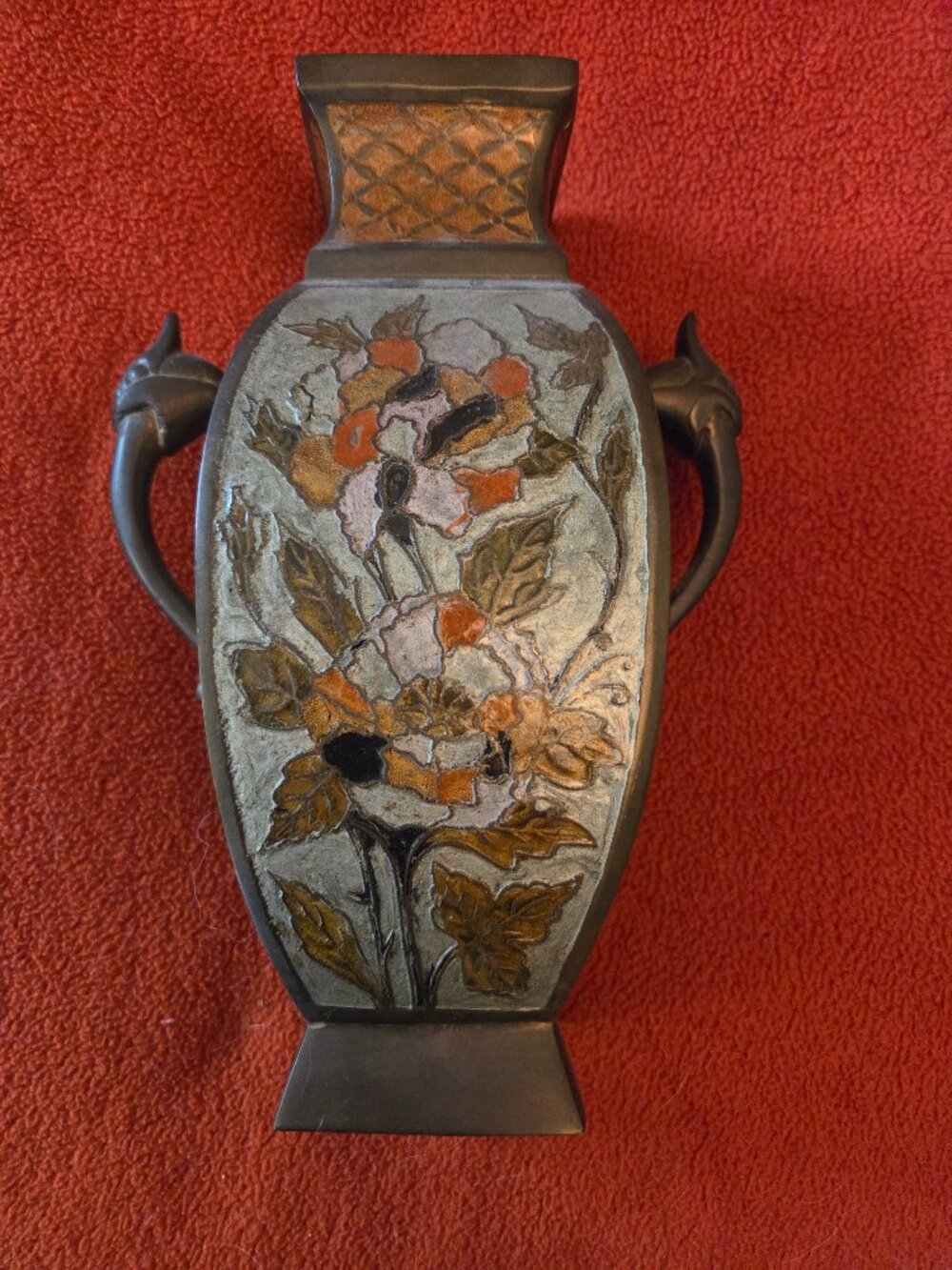 Vintage Japanese Champleve Enamel on Brass Vase